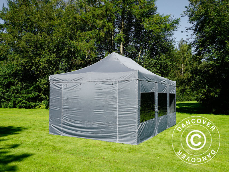 Faltzelt FleXtents Xtreme 50 4x6m Grau, mit 8 Seitenwänden