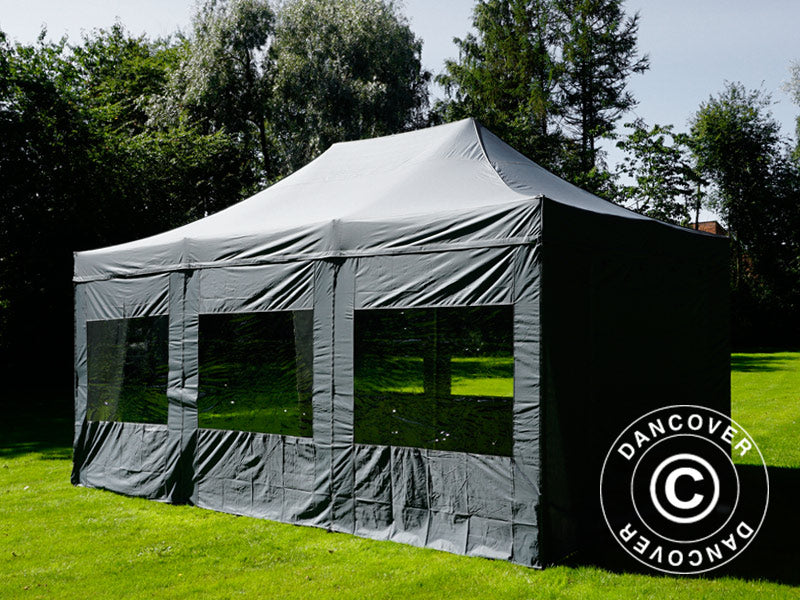 Faltzelt FleXtents Xtreme 50 4x6m Grau, mit 8 Seitenwänden
