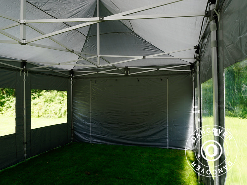 Faltzelt FleXtents Xtreme 50 4x6m Grau, mit 8 Seitenwänden