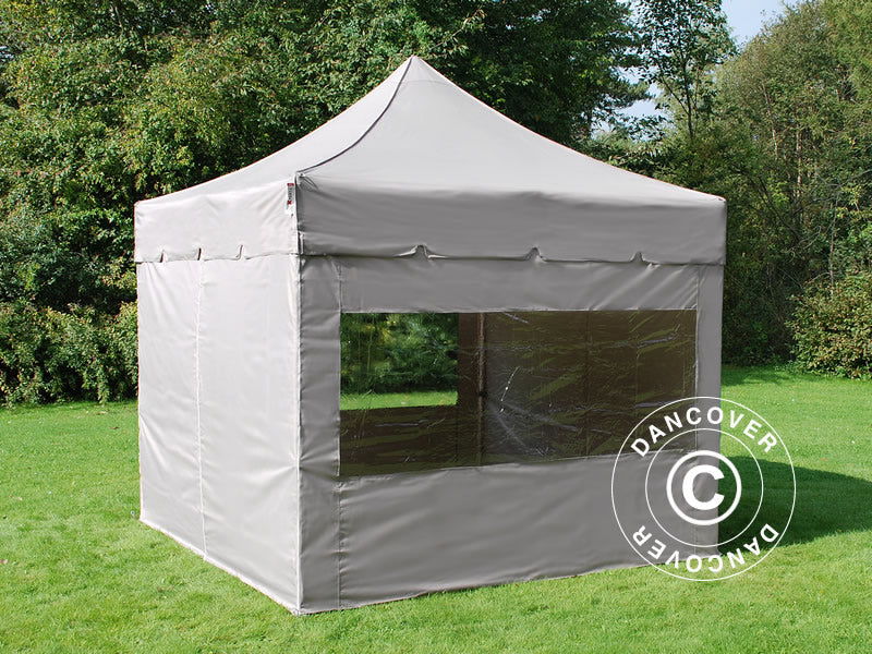 Faltzelt FleXtents PRO "Peaked" 4x4m Latte, mit 4 Seitenwänden