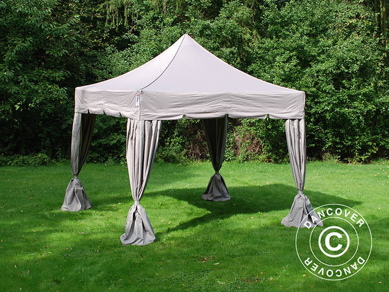 Faltzelt FleXtents PRO "Peaked" 4x4m Latte, mit 4 Gardinen