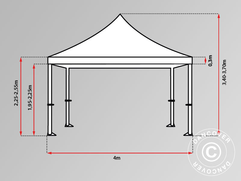 Pop up gazebo FleXtents PRO "Peaked" 4x8 m Latte, incl. 6 sidewalls