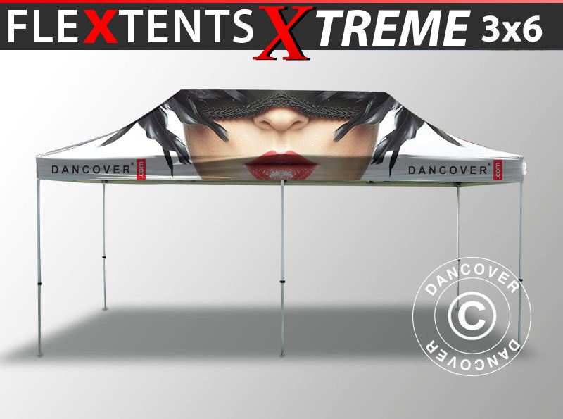 Faltzelt FleXtents Xtreme 50 mit vollflächigem Digitaldruck, 3x6m