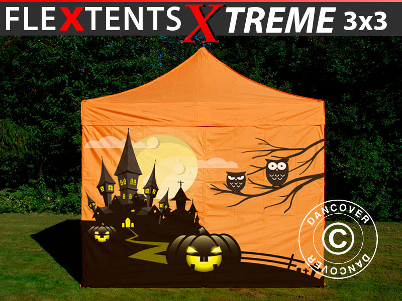 Tente pliante FleXtents Xtreme 50 avec impression numérique, 3x3m, incl. 4 parois