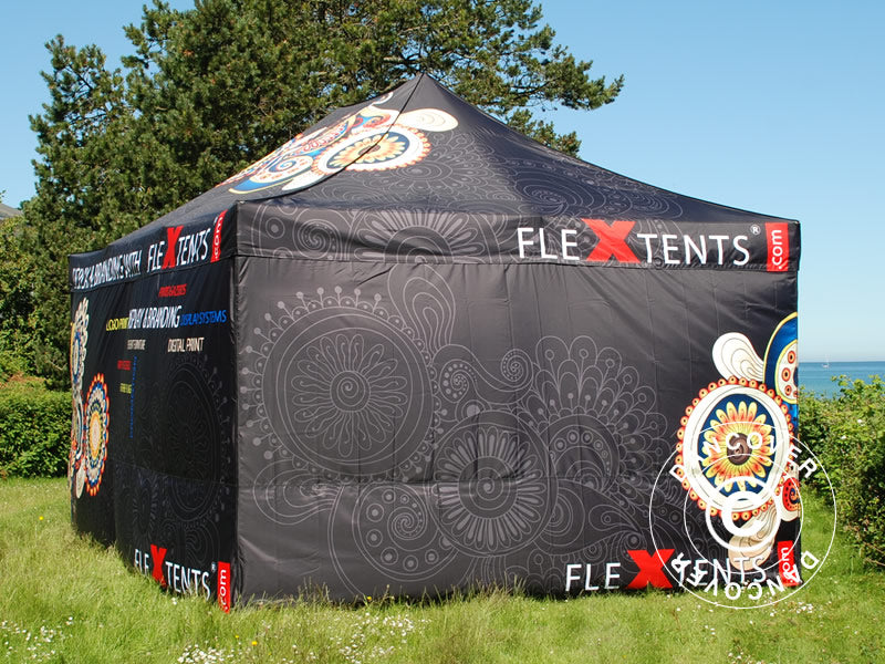 Vouwtent FleXtents Xtreme 50 met grote digitale afdruk, 4x6m, incl. 4 zijwanden