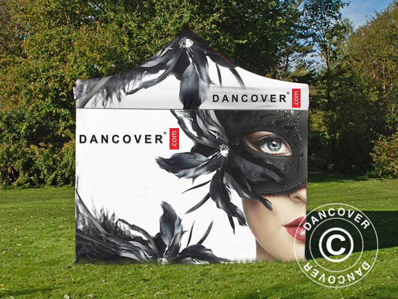 Faltzelt FleXtents Xtreme 50 mit vollflächigem Digitaldruck, 4x8m, mit 4 Seitenwänden