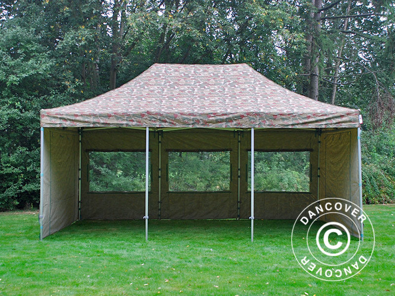 Tente pliante FleXtents Xtreme 50 4x6m Camouflage, avec 8 cotés