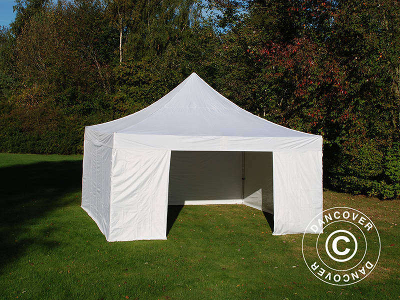 Prekybinė palapinė FleXtents Xtreme 50 5x5m Balta, įsk. 4 šonines sienas