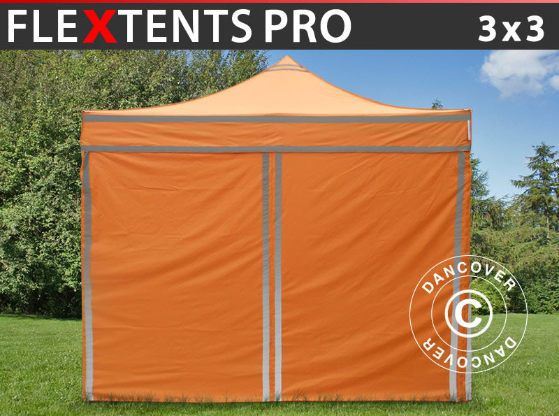 Faltzelt FleXtents PRO 3x3m Orange mit 4 Seitenwänden – Dancover
