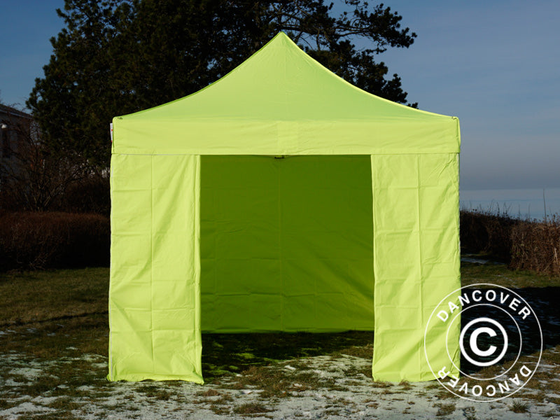 Brzo sklopivi paviljon FleXtents Pro 3x3m Neon žuta/zelena, uključ. 4 bočne stranice