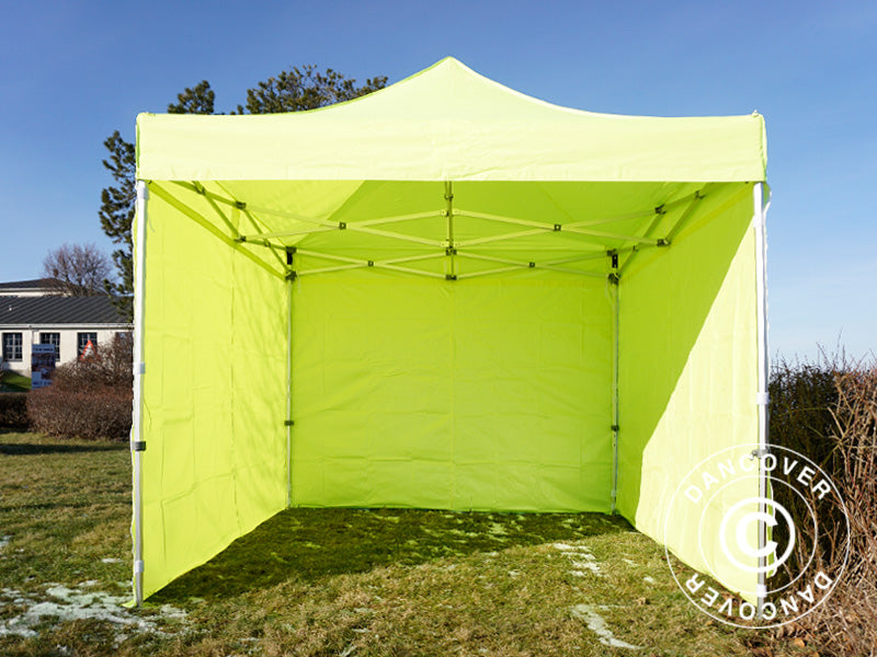 Brzo sklopivi paviljon FleXtents Pro 3x3m Neon žuta/zelena, uključ. 4 bočne stranice