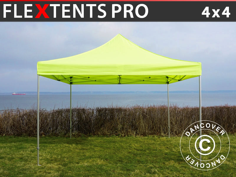 Tente pliante FleXtents PRO 4x4m Néon jaune/vert
