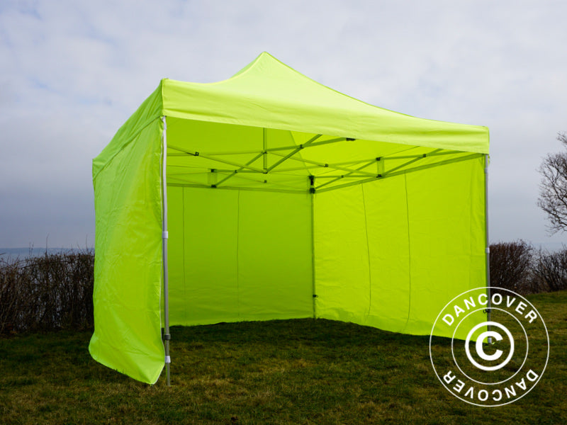 Faltzelt FleXtents PRO 4x4m Neongelb/grün, mit 4 Seitenwänden