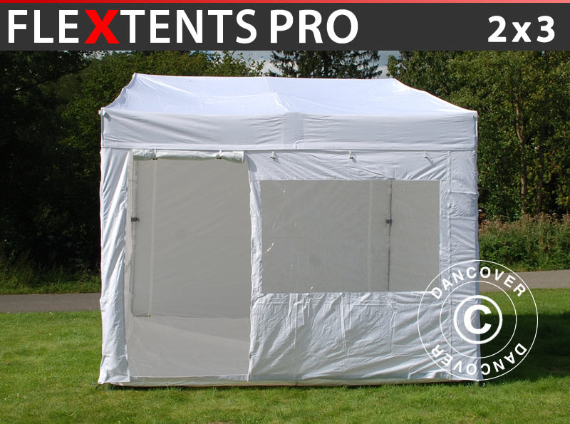 Tente pliante FleXtents PRO Trapezo 2x3m Blanc, avec 4 cotés