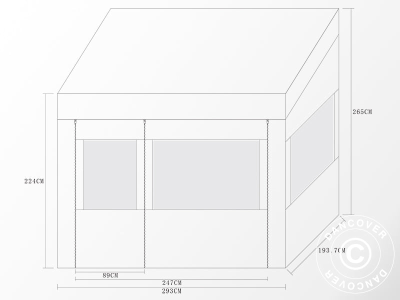 Vouwtent FleXtents PRO Trapezo 2x3m Wit, inkl. 4 Zijwanden