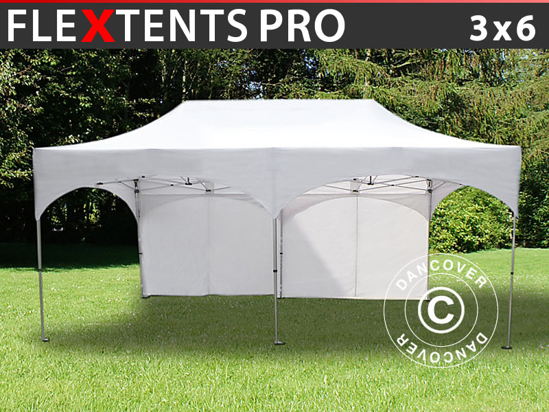 Pop up gazebo FleXtents PRO "Arched" 3x6 m White, incl. 6 sidewalls