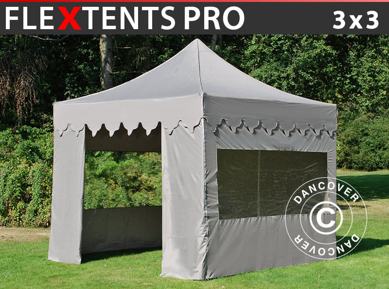 Tente Pliante FleXtents PRO "Morocco" 3x3m Latte, avec 4 cotés