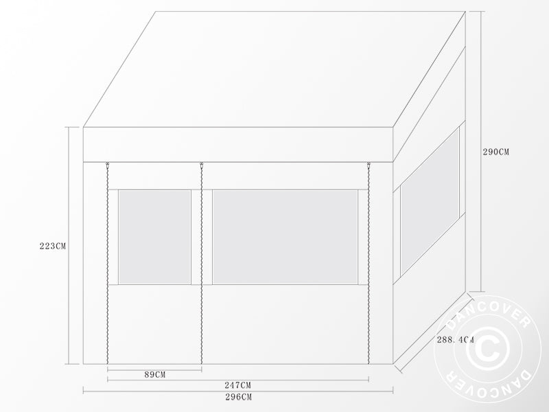 Faltzelt FleXtents PRO Trapezo 3x3m Weiß, mit 4 Seitenwänden