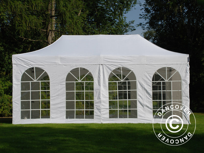 Faltzelt FleXtents PRO Vintage Style 3x6m Weiß, mit 6 Seitenwänden