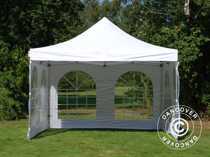 Vouwtent FleXtents PRO Vintage Style 4x4m Wit, inkl. 4 Zijwanden