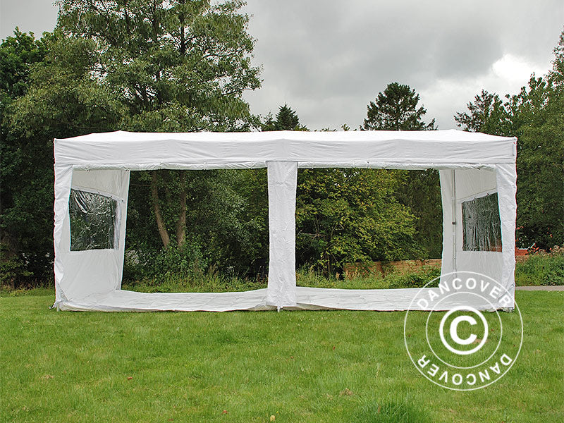 Faltzelt FleXtents PRO Trapezo 3x6m Weiß, mit 4 Seitenwänden
