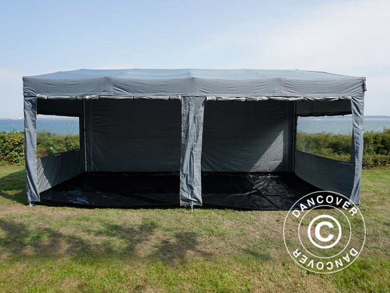 Tenda Dobrável FleXtents PRO Trapezo 3x6m Cinza, incl. 4 paredes laterais