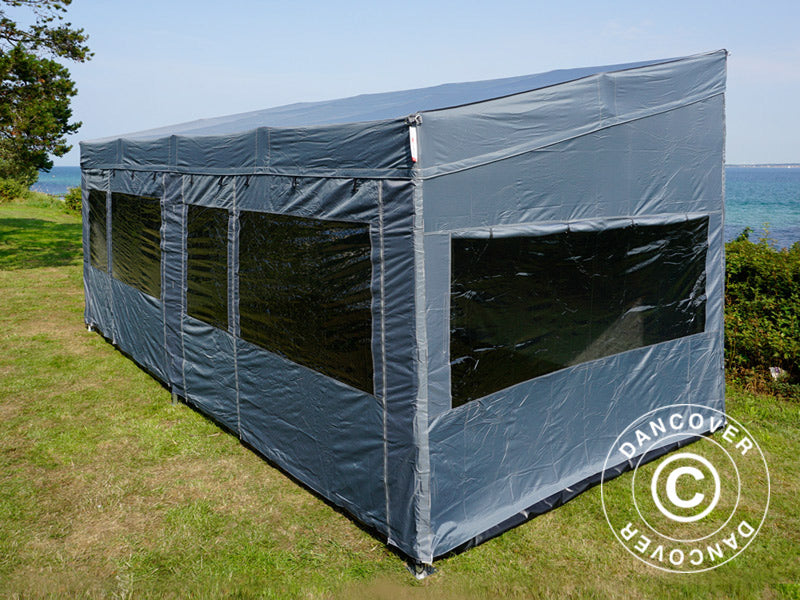 Tenda Dobrável FleXtents PRO Trapezo 3x6m Cinza, incl. 4 paredes laterais