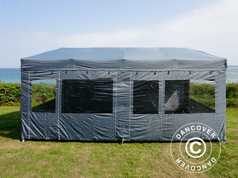 Tenda Dobrável FleXtents PRO Trapezo 3x6m Cinza, incl. 4 paredes laterais