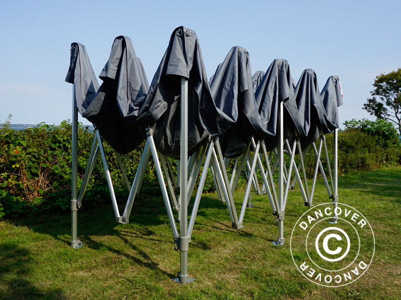 Faltzelt FleXtents PRO Trapezo 3x6m Grau, mit 4 Seitenwänden