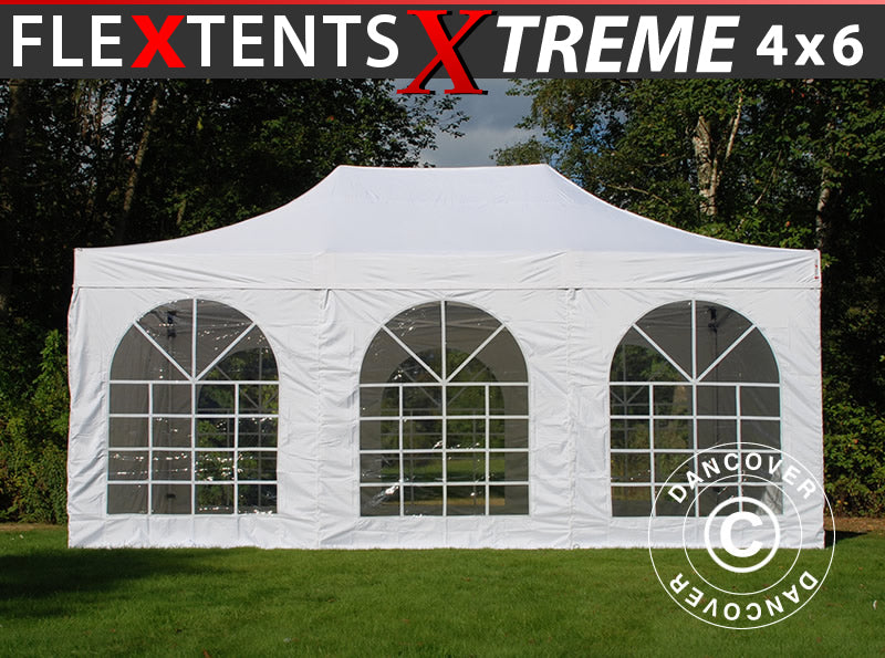Tenda Dobrável FleXtents Xtreme 50 Vintage Style 4x6m Branco, incl. 8 paredes laterais