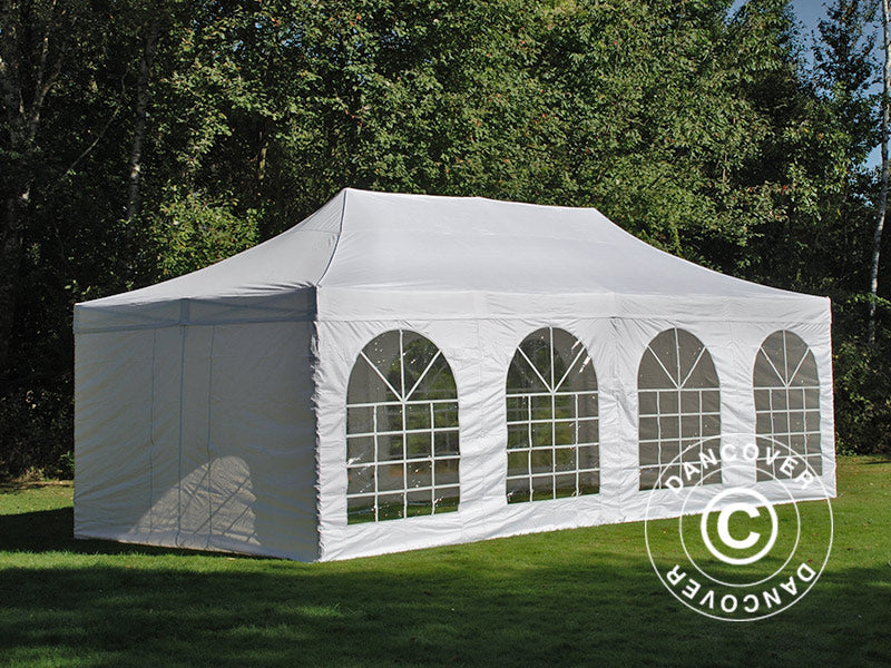 Gazebo pieghevole FleXtents PRO Vintage Style 4x8m Bianco, incl. 6 fianchi