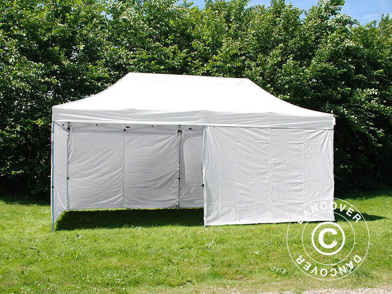Gazebo pieghevole FleXtents® PRO, Tenda sanitaria e di Primo Soccorso, 3x6m, Bianco, incluse 6 pareti laterali