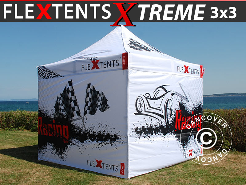 Faltzelt FleXtents PRO Xtreme Racing Limitierter Auflage. Faltzelt 3x3m.  Faltzelt Weiss. Jetzt kaufen