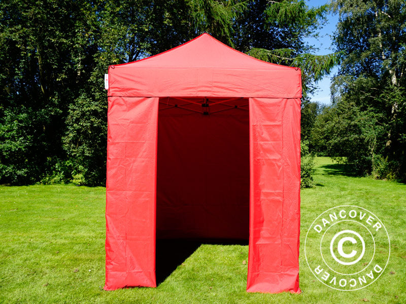 Gazebo pieghevole FleXtents Basic v.2, 2x2m Rosso, inclusi 4 fianchi