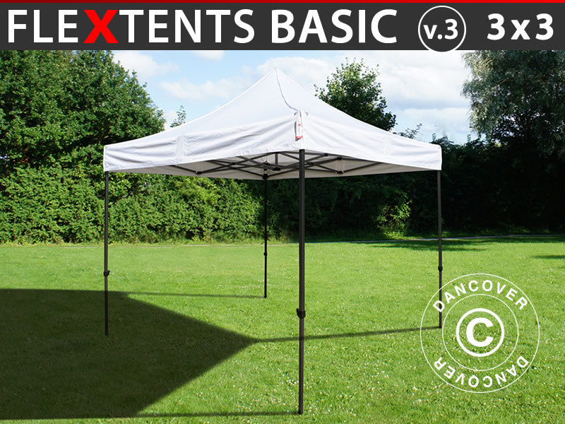 Faltzelt FleXtents Basic v.3 3x3m Weiß – Bei Dancover kaufen