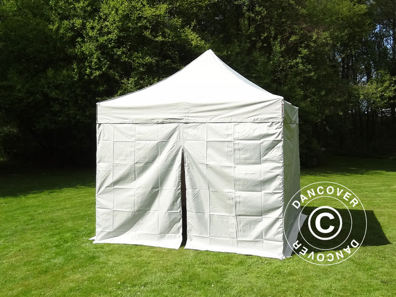 Faltzelt FleXtents PRO Steel 3x3m Silber, mit 4 Seitenwänden
