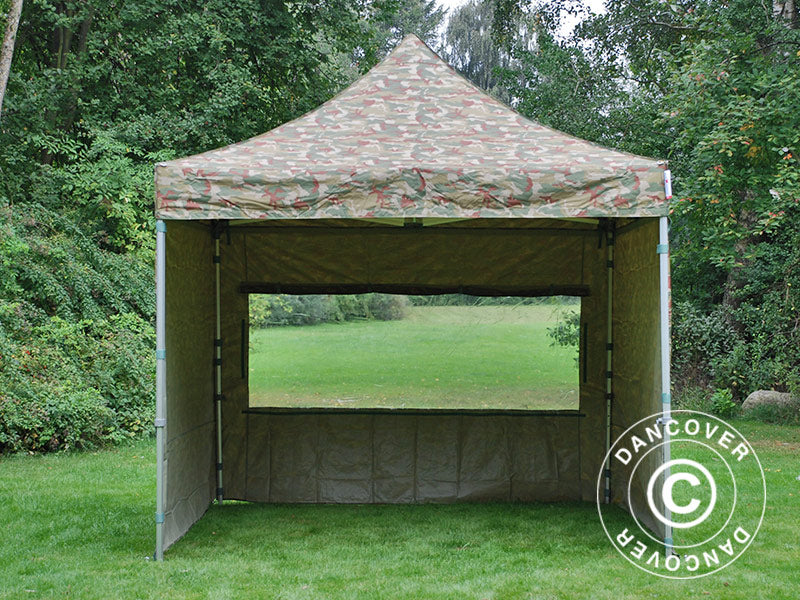 Faltzelt FleXtents PRO Steel 3x3m Camouflage, mit 4 Seitenwänden
