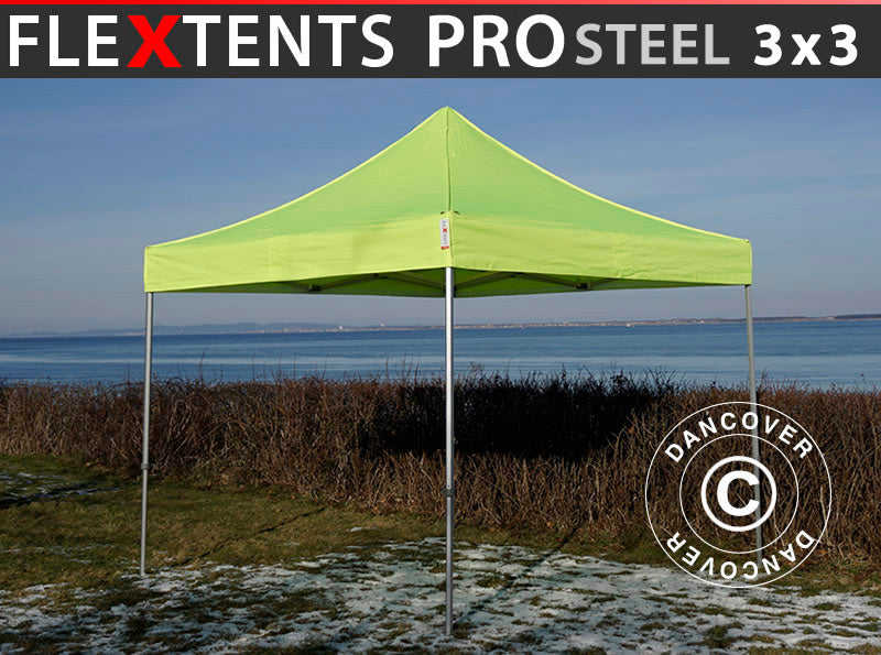 Pikateltta FleXtents PRO Steel 3x3m Neonkeltainen/vihreä