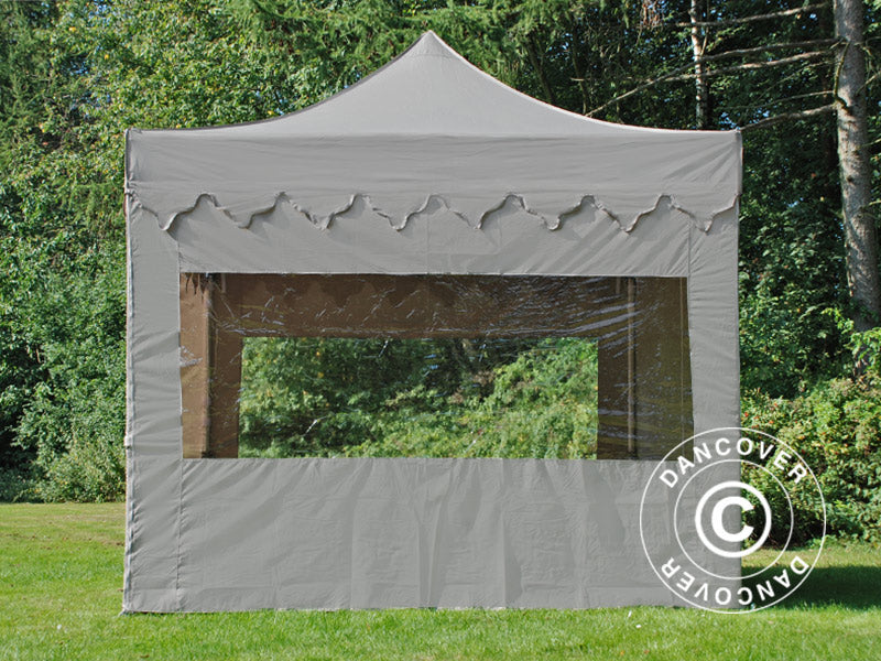 Vouwtent FleXtents PRO Steel "Morocco" 3x3m Latte, inkl. 4 zijwanden