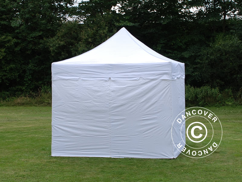 Pop up gazebo FleXtents PRO Steel "Peaked" 3x3 m White, incl. 4 sidewalls