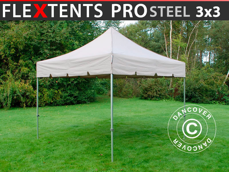 Brzo sklopivi paviljon FleXtents PRO Steel "Peaked" 3x3m Latte