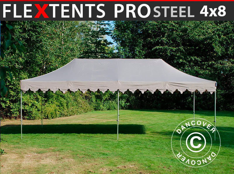 Saliekamā nojume FleXtents PRO Steel "Morocco" 4x8m Latte