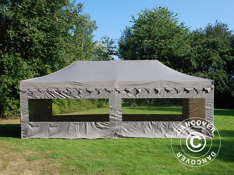 Saliekamā nojume FleXtents PRO Steel "Morocco" 4x8m Latte, ar 6 sānu sienām