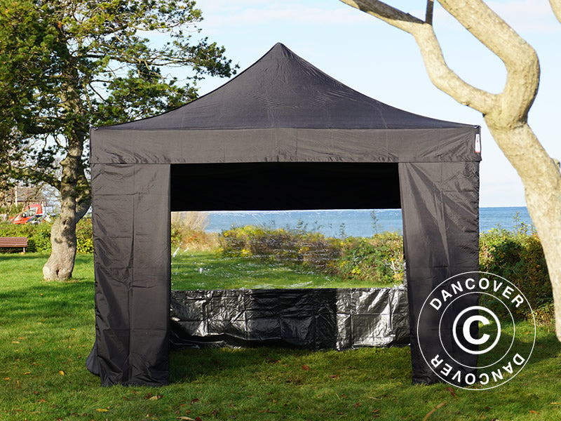 Pop up gazebo FleXtents Basic v.3, 4x4 m Black, incl. 4 sidewalls