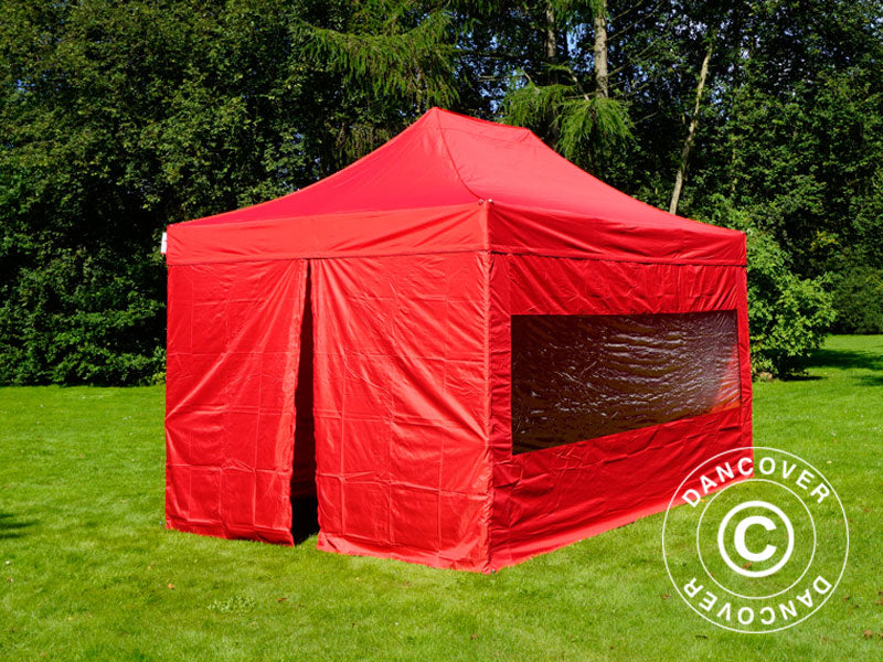 Carpa plegable FleXtents PRO Steel 3x4,5m, Rojo, Incl. 4 lados