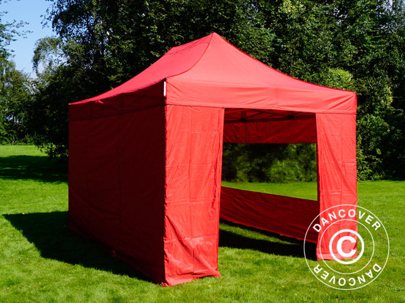 Pop up gazebo FleXtents PRO Steel 3x4.5 m, Red, incl. 4 sidewalls