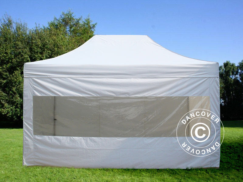 Faltzelt FleXtents PRO Steel 3x4,5m, Weiß, mit 4 Seitenwänden