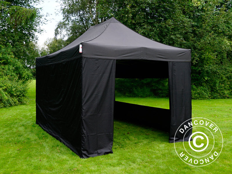 Tente pliante FleXtents PRO Steel 3x4,5m, Noir, avec 4 cotés