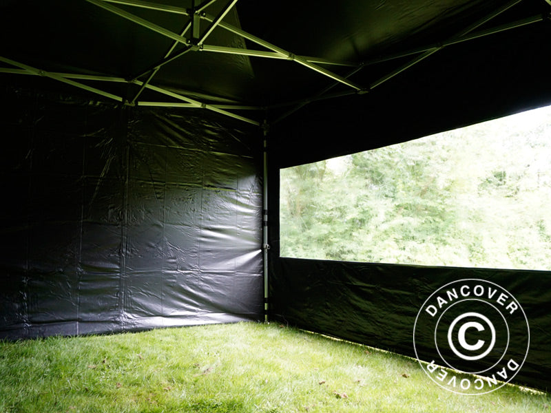 Faltzelt FleXtents PRO Steel 3x4,5m, Schwarz, mit 4 Seitenwänden