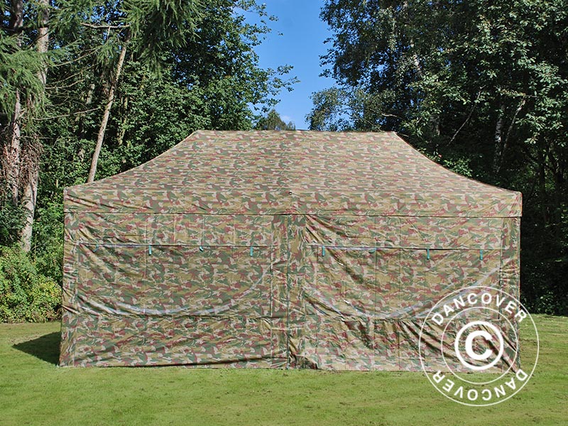Faltzelt FleXtents PRO Steel 3x6m Camouflage, mit 6 Seitenwänden